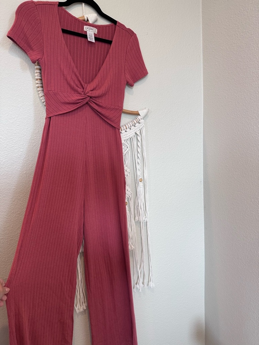 L*Space Jasmine Ribbed Jumpsuit stunning Brick Red Wide Leg Boho Lounge